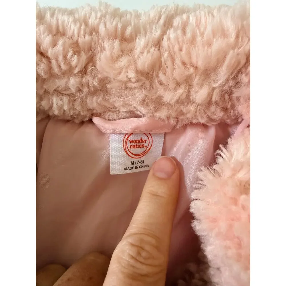 Wonder Nation Girls Pink Faux Shearling Jacket - Medium